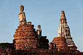 Ayutthaya, Thailand. Wat Chaiwatthanaram, seated Buddha statue of the rectangular platform of the old ubosot. 